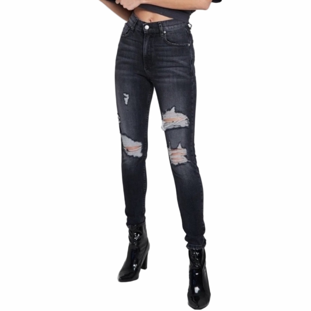 NWT Revice Uptown High Waist Distressed Jeans Nirvana Black Denim Size 27